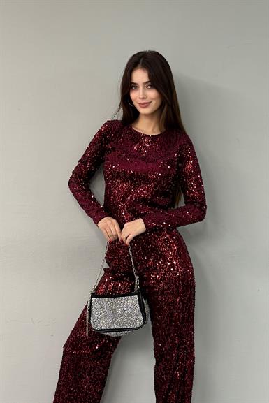 PUL DETAYLI KADİFE BLUZ