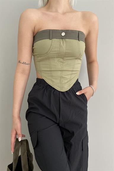 STRAPLEZ SÜS DİKİŞ DETAYLI TOP