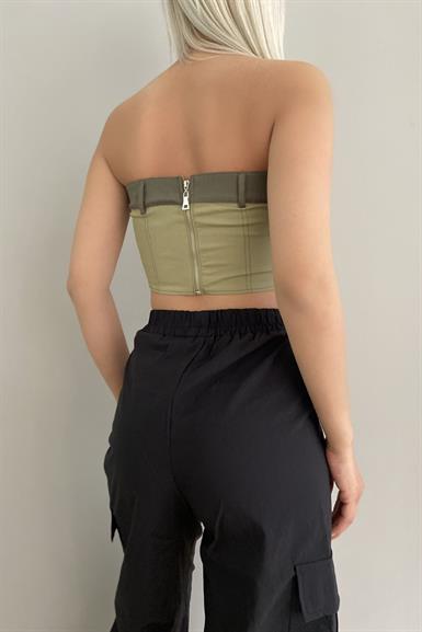 STRAPLEZ SÜS DİKİŞ DETAYLI TOP