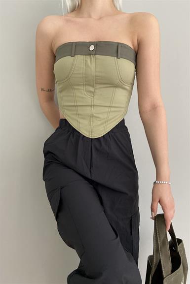 STRAPLEZ SÜS DİKİŞ DETAYLI TOP