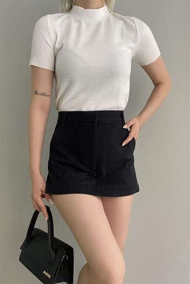 YARIM BALIKÇI KISA KOL CROP BLUZ