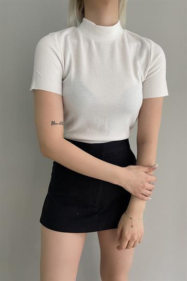YARIM BALIKÇI KISA KOL CROP BLUZ