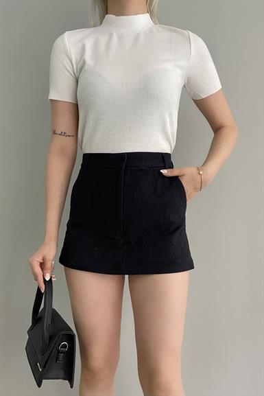 YARIM BALIKÇI KISA KOL CROP BLUZ