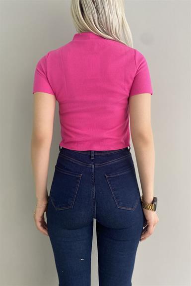 YARIM BALIKÇI KISA KOL CROP BLUZ
