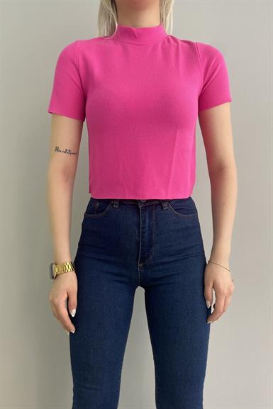 YARIM BALIKÇI KISA KOL CROP BLUZ