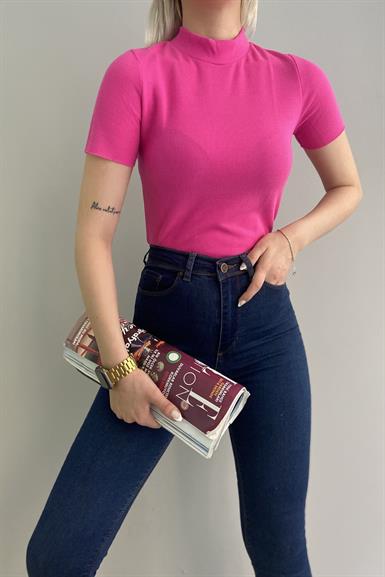 YARIM BALIKÇI KISA KOL CROP BLUZ