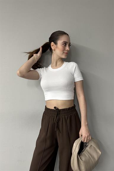 BİSİKLET YAKA KISA KOL CROP BADY