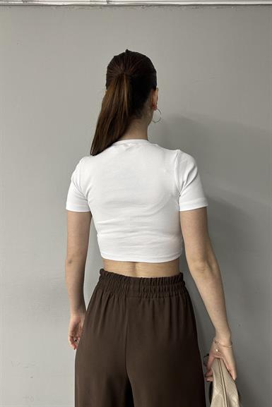 BİSİKLET YAKA KISA KOL CROP BADY