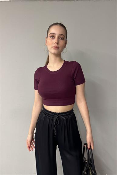 BİSİKLET YAKA KISA KOL CROP BADY