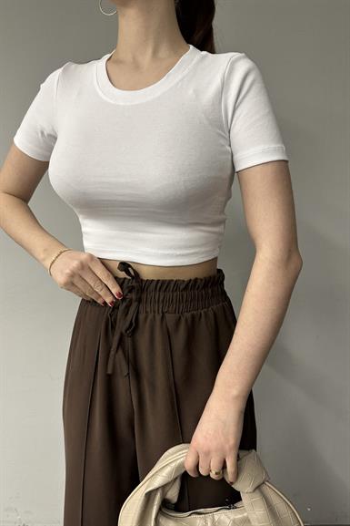 BİSİKLET YAKA KISA KOL CROP BADY