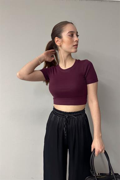 BİSİKLET YAKA KISA KOL CROP BADY