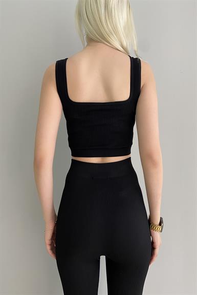 KARE YAKA FİTİLLİ ASKILI CROP