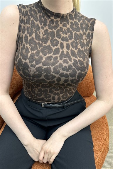 LEOPAR DESEN CROP BADY