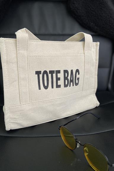 TOTE BAG BASKILI KANVAS ÇANTA