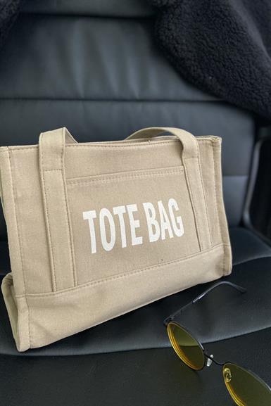 TOTE BAG BASKILI KANVAS ÇANTA