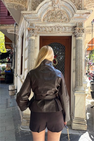 BAĞLAMALI DERİ CEKET