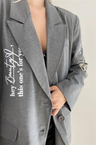 BASKI DETAY BLAZER CEKET