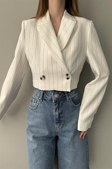 ÇİZGİLİ CROP CEKET