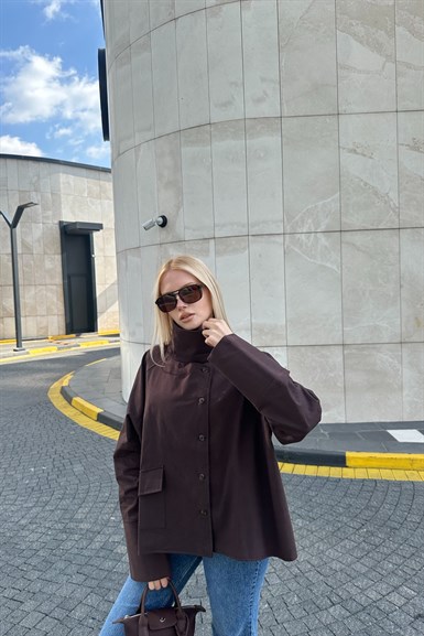 DİK YAKA OVERSİZE CEKET
