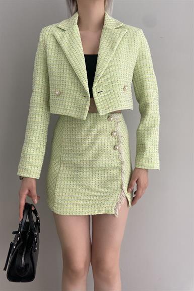 DÜĞMELİ CROP CEKET
