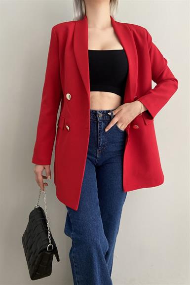 GOLD DÜĞME DETAY  BLAZER CEKET
