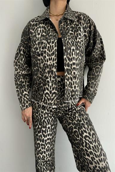 LEOPAR DESEN CROP CEKET