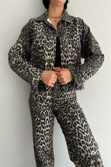 LEOPAR DESEN CROP CEKET