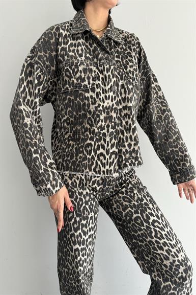 LEOPAR DESEN CROP CEKET