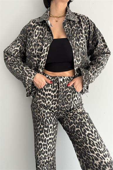 LEOPAR DESEN CROP CEKET