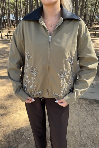 NAKIŞ DETAYLI BOMBER CEKET