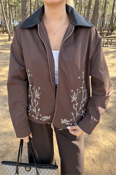 NAKIŞ DETAYLI BOMBER CEKET