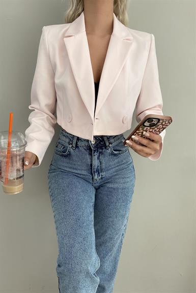 TEK DÜĞME CROP CEKET