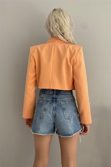 TEK DÜĞME CROP CEKET