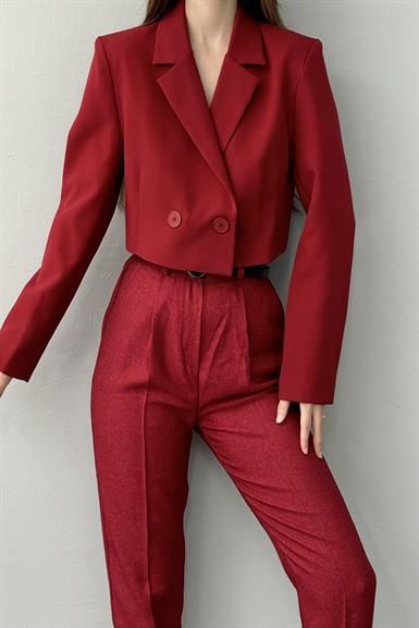 TEK DÜĞME CROP CEKET