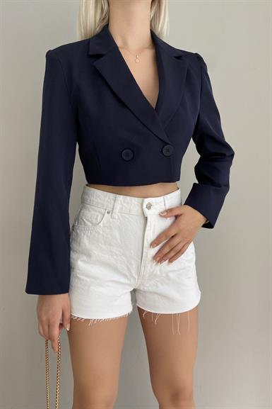 TEK DÜĞME CROP CEKET