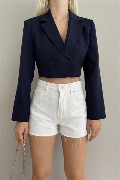 TEK DÜĞME CROP CEKET