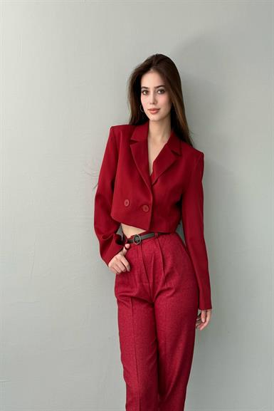 TEK DÜĞME CROP CEKET