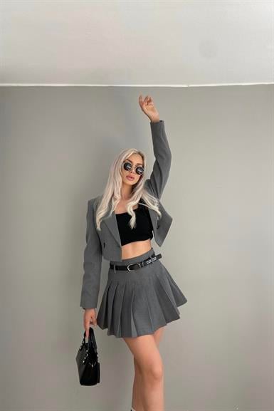 TEK DÜĞME CROP CEKET