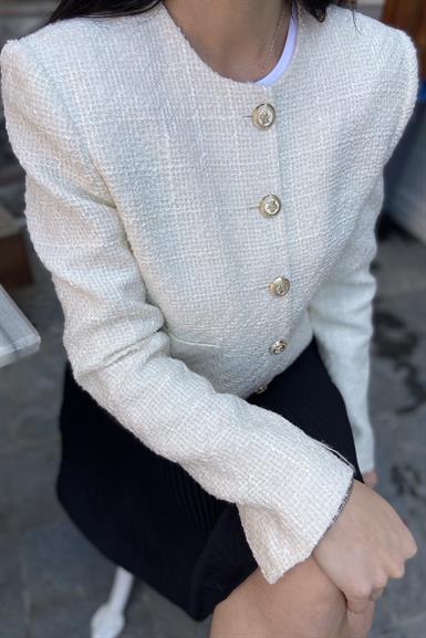 YAKASIZ TWEED CEKET