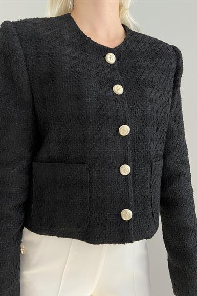 YAKASIZ TWEED CEKET