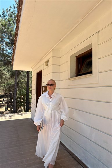 BEL BAĞLAMA DETAY ELBİSE