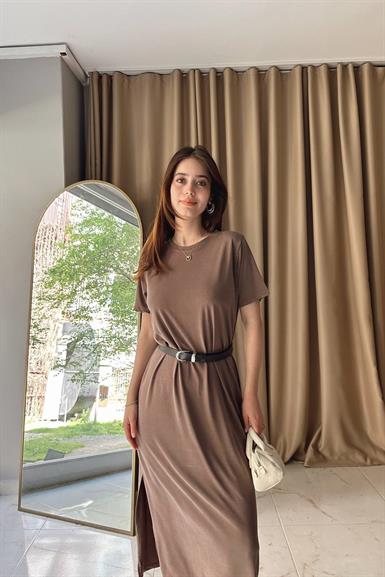 BİSİKLET YAKA OYSHO KUMAŞ ELBİSE