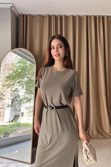 BİSİKLET YAKA OYSHO KUMAŞ ELBİSE