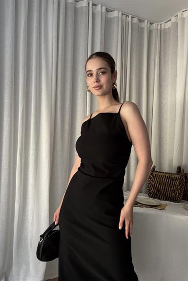 BÜZGÜLÜ MİDİ ELBİSE