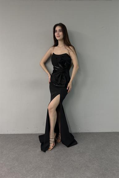 FYONK DETAYLI STRAPLEZ ABİYE ELBİSE
