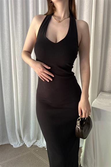 HALTER YAKA MİDİ ELBİSE