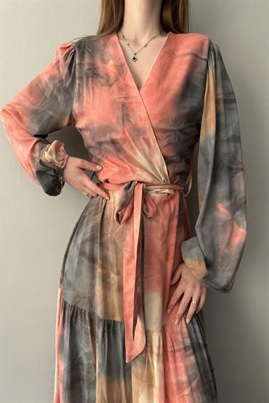 KRUVAZE YAKA ÇİNGENE ELBİSE