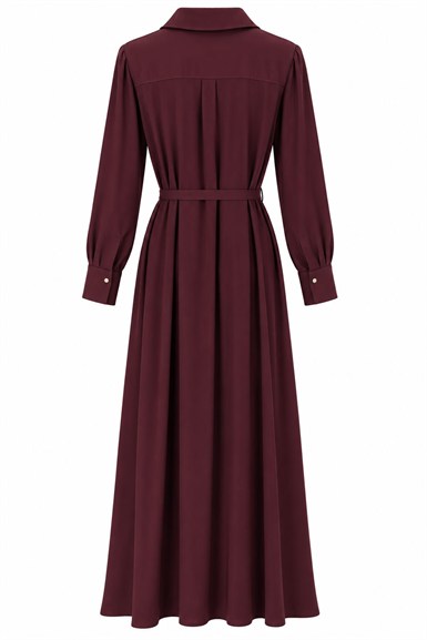ÖN DÜĞMELİ KEMERLİ TENCEL GÖMLEK ELBİSE