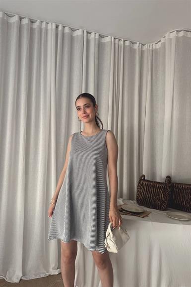 ÖRME ÇİZGİLİ ELBİSE