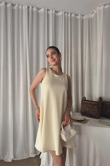 ÖRME ÇİZGİLİ ELBİSE